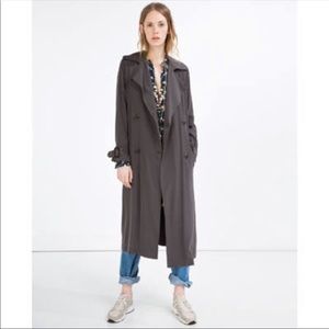 Zara charcoal grey lightweight trench coat